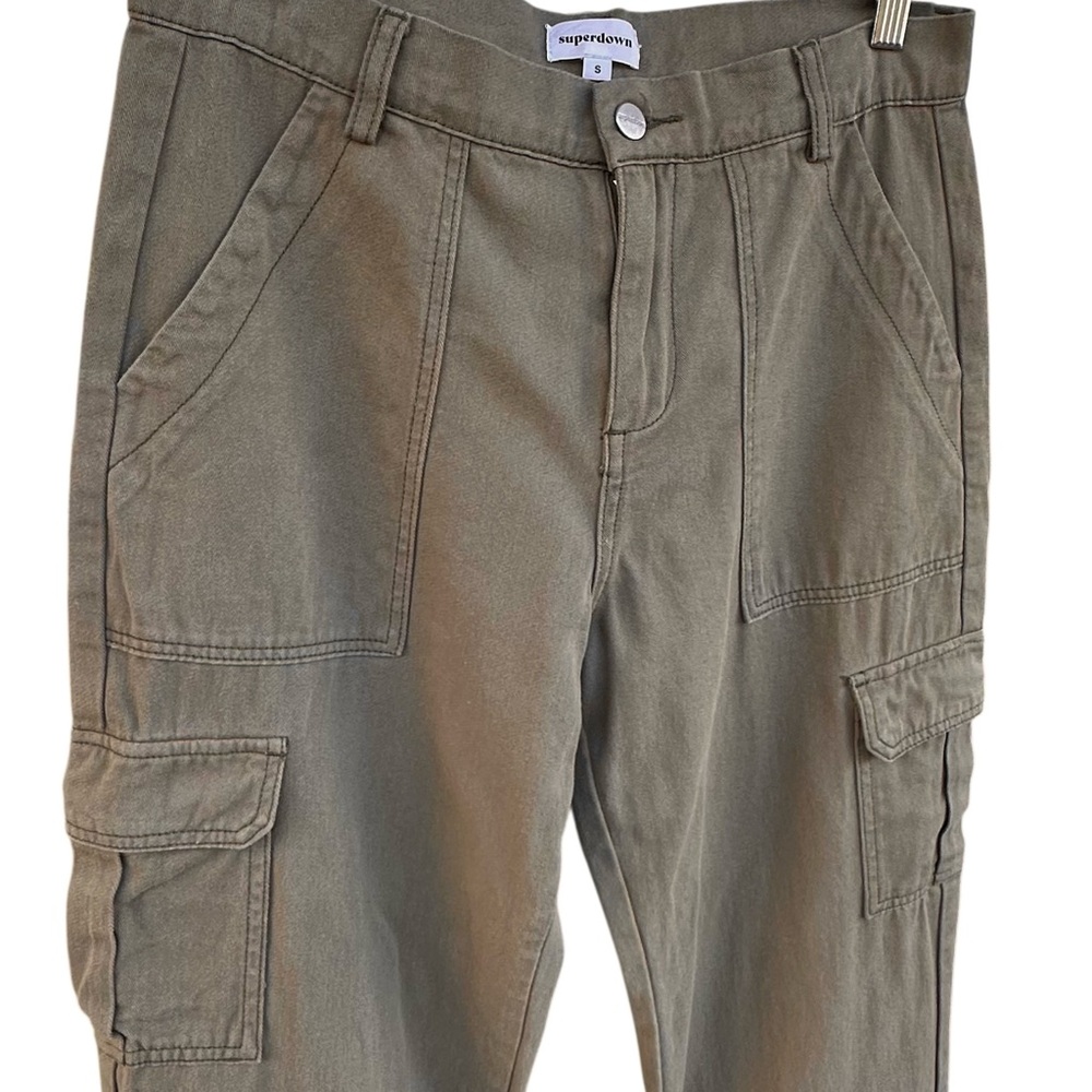 Revolve superdown Adina Cargo Pants Olive Green Small 100% Cotton - Picture 4 of 11